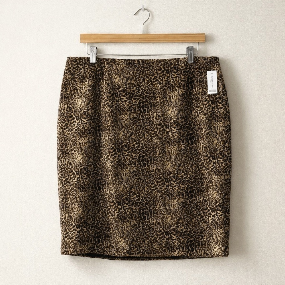 Talbots NWT Velvet Leopard Pencil Skirt 18W Plus Size Animal Print